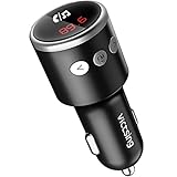 【Portátil Control de Botón】- Transmisor fm coche además de mostrar el dispositivo Bluetooth conectado, la pantalla responde al control de la música y la llamada telefónica haciendo clic.Un botón de transmisor manos libres Bluetooth hace que sea rápido ajustar la frecuencia de FM así como cambiar de 2 modos de reproducción. (A: Transmite música de USB (≤32G).Soporte MP3.WMA.WAV;B: Bluetooth)