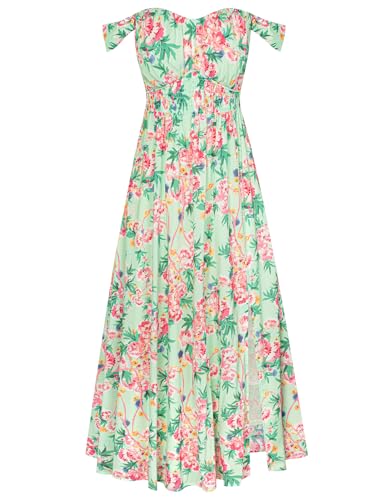 Image of GRACE KARIN 2026 Women's Summer Floral Wedding Guest Dress,Beach Flowy A Line Maxi Off Shoulder Bridesmaid Dresses