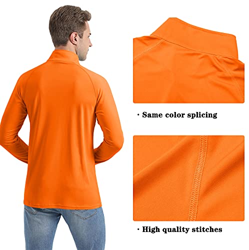 Tacvasen Long Sleeve Shirts For Men Sun Protection Shirts Running Shirts Hiking Shirts Summer Shirts Casual Shirts Polo Shirts Athletic Shirts Orange #TOP3
