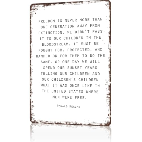 Vintage Metal Sign Freedom Quote - Ronald Reagan Poster Retro Tin Signs Funny Aluminum Sign For Man...