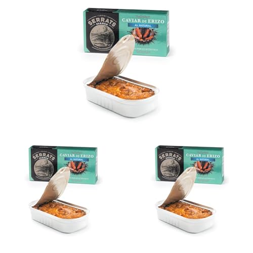 Conservas Serrats - 1 unidad - Erizo de Mar al Natural - Lata de 50g (Paquete de 3)