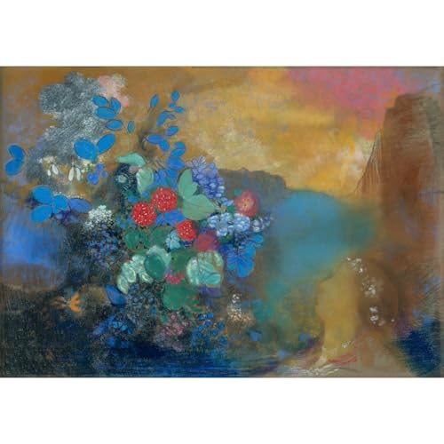 Ophélie parmi les fleurs Odilon Redon tableau décoration murale toile 61x45.7