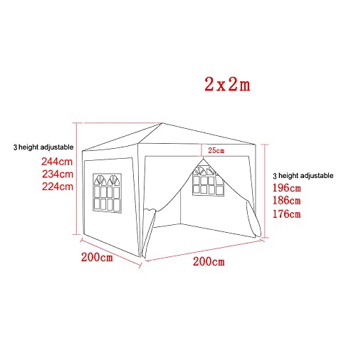 Pop Up Canopy 2x2m Gazebo Marquee Garden Awning Party Tent Canopy 4 polyester sidewalls (Grey) 8 Pop Up Canopy 2x2m Gazebo Marquee Garden Awning Party Tent Canopy 4 polyester sidewalls (Grey) - Image 8