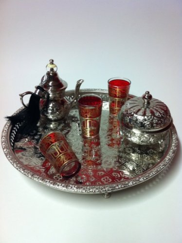Orientalische verzierte Teegläser Set 6 Gläser lamia Rot Gold | Marokkanische Tee Gläser Set 6 teilig Deko orientalisch… – Bild 6