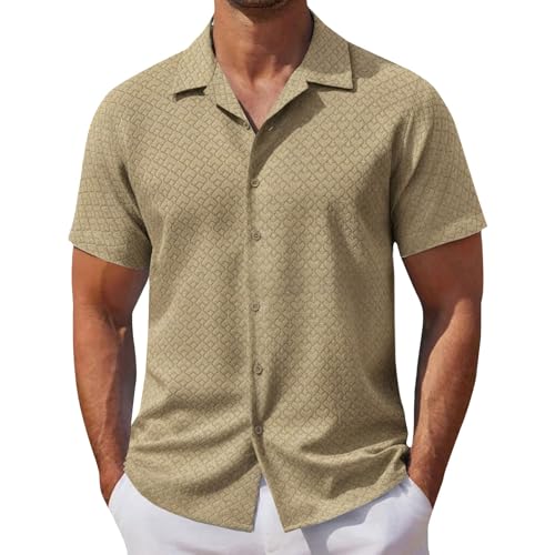 Chemise texturée homme à manches courtes et boutonnée pour l'été