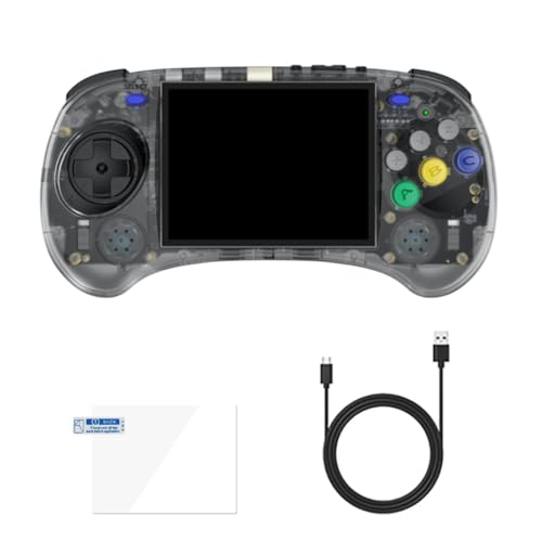 Lorrgasw Consola de juegos portátil RG Arc-S 128G 4 Pulgadas IPS Linux OS Diseño De Seis Botones Reproductores De Video Retro Soporte De Mango Cableado A