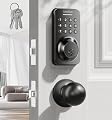 Ulecoce Keyless Entry Keypad Deadbolt with Handle Set, Smart Lock, Auto-Lock + One-Touch Lock, 100 Codes + 15-Min Easy Install, Ideal for Airbnb/Homes/Offices, Fits U.S. Standard Front Doors, Black