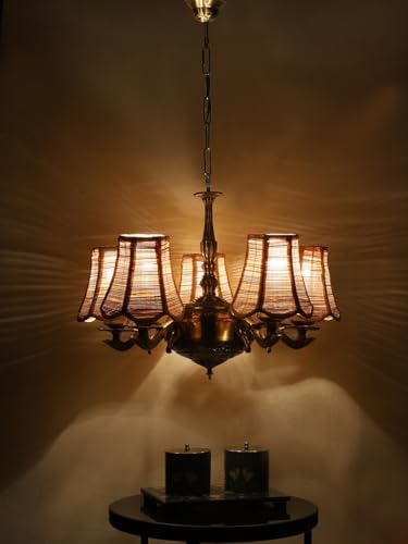 Image of Devansh 05 Lights Bamboo Vintage Shade with Antique Golden Chandelier -S
