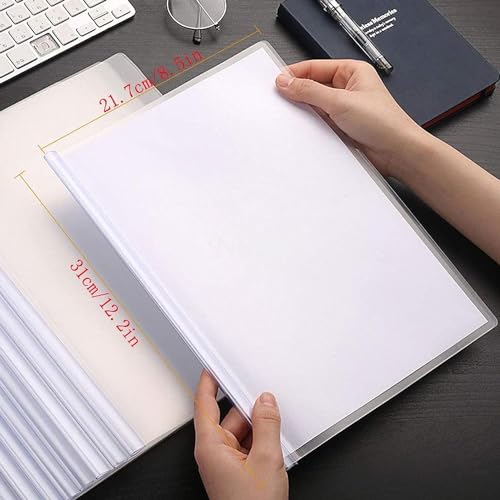 Image of Plastic File Folder for Document Sliding Bar Report Covers,30 Sheet Capacity, Transparent Resume Presentation File Folders Organizer Binder for A4 Size Paper. (Pack of 40 Pieces) (Transparent)