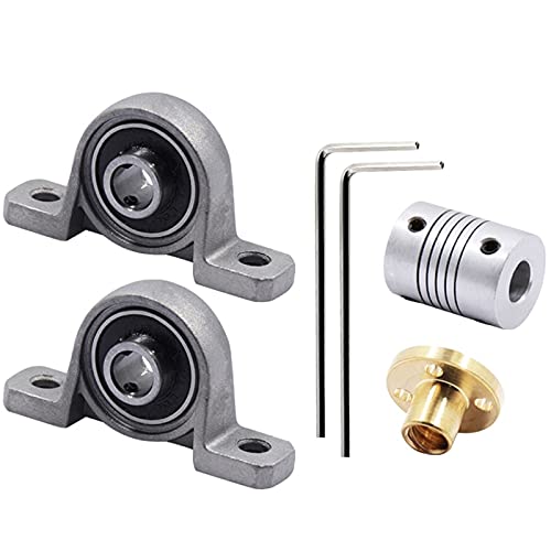 Lysee 3D Printer Parts & Accessories - T8 Screw Vertical Kit 3D Printer Parts Bearing Bracket Horizontal for Trapezoidal T8 Lead Screw+Screw+Coupling - (Size: 0.1MM, Color: Gray)