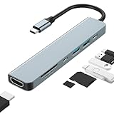 7 In 1 USB C Hub Mit HDMI, USB C Docking Station 4k@60hz, Multiport Adapter 100W Aufladung, 2 USB 3.0 SD/TF Kartenleser für MacBook Desktop-Computer Kartenleser USB-Sticks Laptops