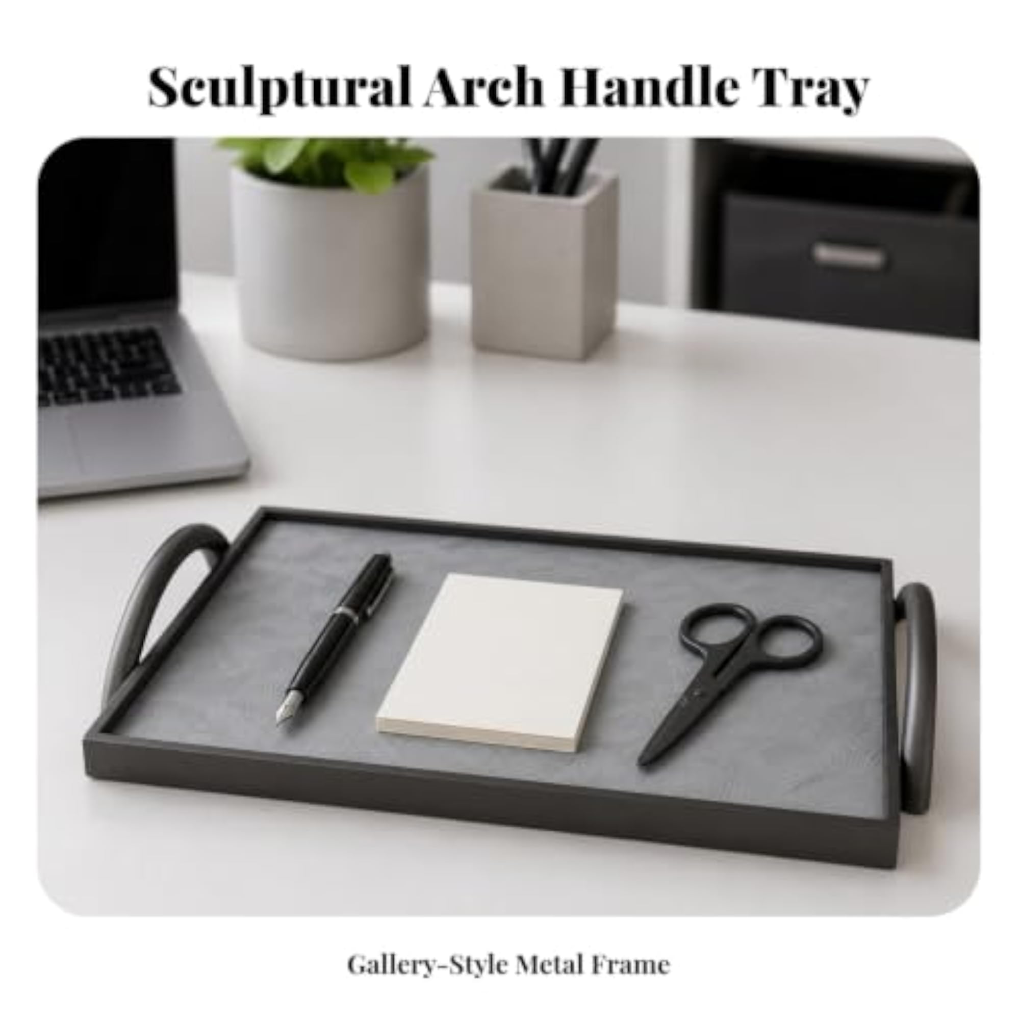 Textured Rectangle Metal Decorative Tray, Multi-Purpose