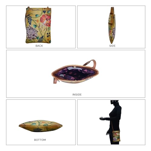 Image of Anuschka Women's Leather Crossbody Bag - Hand-Painted Genuine Leather Handbag with Pockets for Everyday Use - 448
