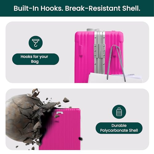 Image of Nobl Travel Large Luggage, Noble Zipperless Aluminum Frame PC Hard Shell Checked Suitcase, 30.25 inchx20 inchx12 inch, Big Check-in Bag with 360 Spinner Wheels, TSA Locks, Interior Compression - Hot Pink