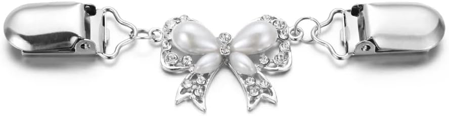 Vintage Bow Cardigan Clasp with Rhinestones, Decorative Shawl Fastener