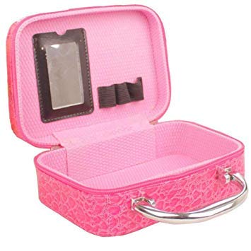 SEASPIRIT Latest Stylish Makeup Box for Women | Cosmetic Storage Boxes | Jewellery Organizer | Toiletry Bag with Compact Magnifying Mirror for Travel - Light Pink