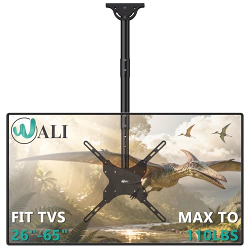 WALI Ceiling TV Mount for 26-65 Inch LCD LED OLED 4K TVs, Hanging Pole Ceiling Mount TVs Bracket Up Down, TV Mounts for Gym Patio Gazebo, up to 110lbs, Max VESA 400x400mm (CM2665), Black