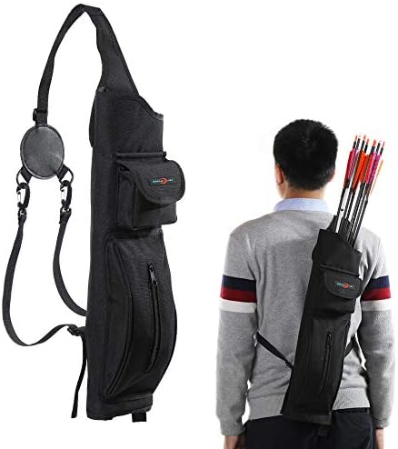 TOPARCHERY Archery Back Canvas Arrow Quiver Arrow Holder Shoulder Hanged Target Shooting Quiver for Arrows with Front Pockets TOPARCHERY Archery Back Canvas Arrow Quiver Arrow Holder Shoulder Hanged Target Shooting Quiver for Arrows with Front Pockets