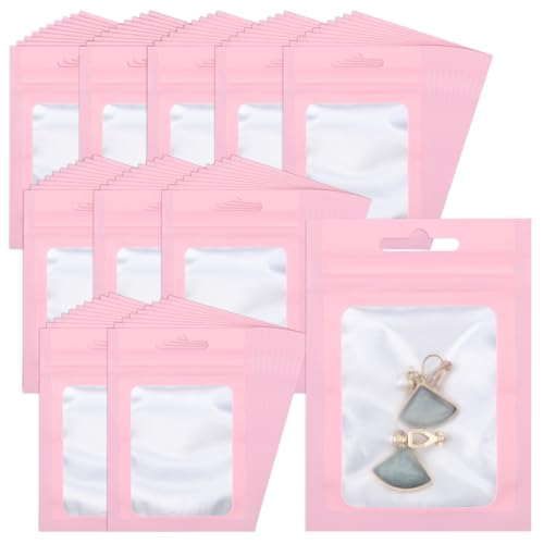 ジュエリー袋 Svaldo 小物入れ ピンク 100枚セット 7*10cm ジッパー付き袋 チャック付きポリ袋 ジュエリー 包装用品 防水防湿 密封 ビニール 収納袋 変色防止 アクセサリー袋 ピアス 指輪 リング イヤリング 充電ケーブル収納 消しゴム文