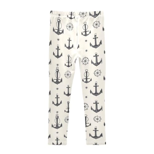 senya Girls Printed Leggings Yoga Pants Rudder Anchor Pattern for Kids in 4t to 10 Years, 4T2