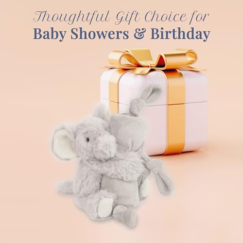 Image of MON AMI Ozzy The Elephant Plush Lovey for Babies | 13.5 inch Knotted Security Blanket | Soft Baby Comforter Toy | Perfect Newborn Essential for Birthdays & Baby Showers