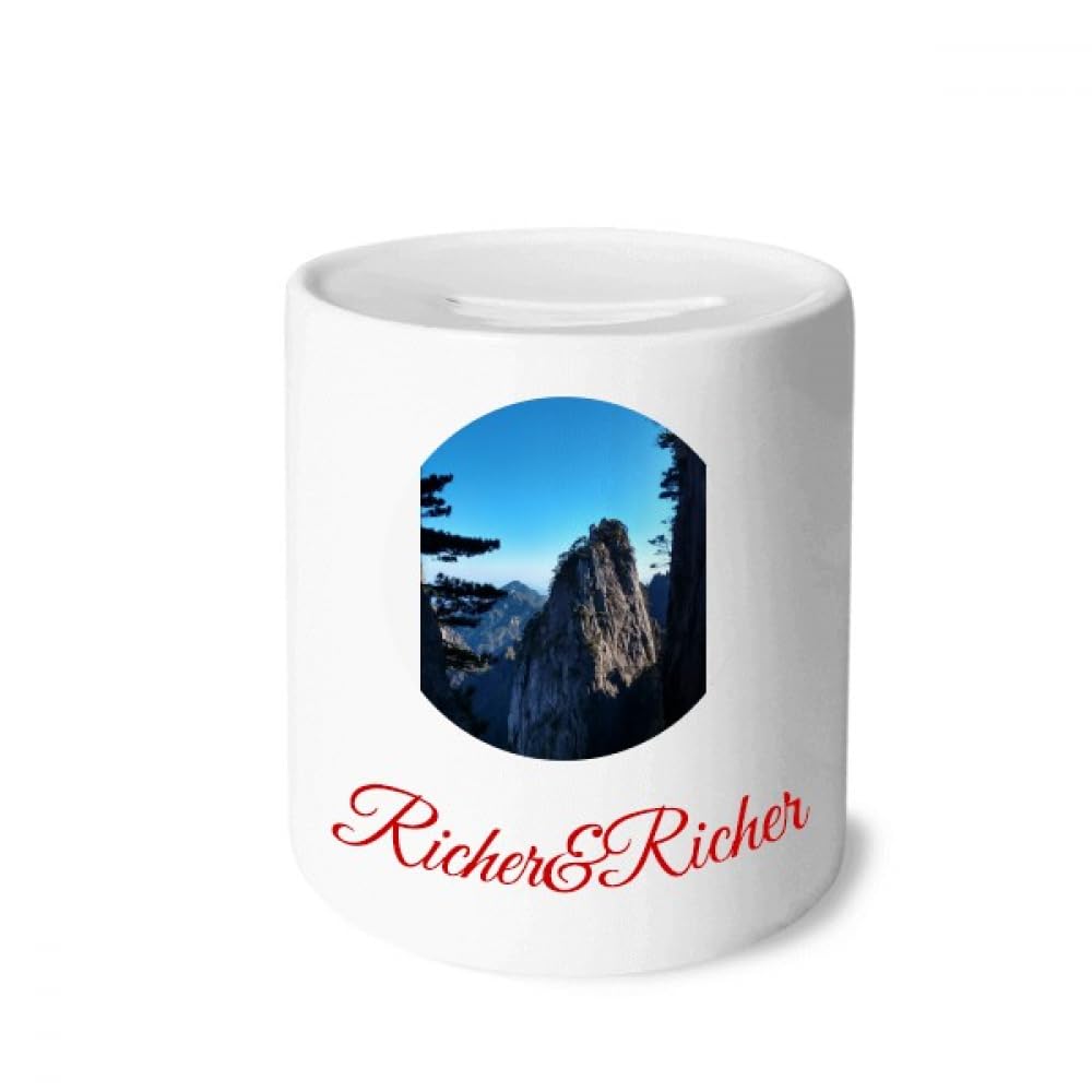 Mountain Peaks Pine Trees Rich and Rich Bank Saving Box Coin