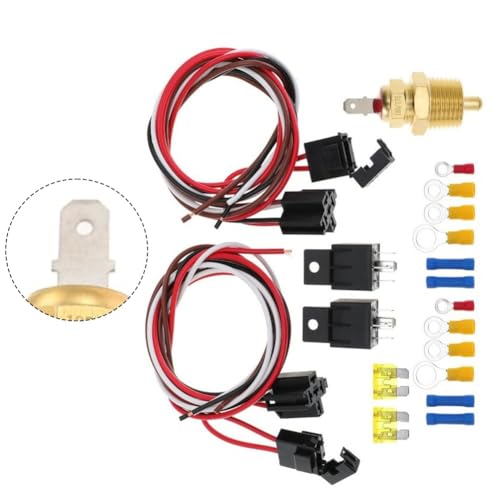 Moliuoly Kit de relé de doble ventilador eléctrico con sensor de temperatura, 40 A, refrigeración impermeable