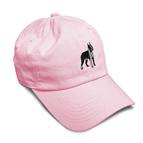 Speedy Pros Soft Baseball Cap Boston Terrier Dog A Embroidery Pets Twill Cotton Dad Hats for Men & Women Buckle Closure Pink Design Only