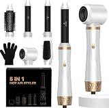 Hairstyler 5 in 1, Haarstyler Hair Styler Set 1000W Multistyler Haare mit Ionen Haartrockner Rundbürsteföhn Automatischer Lockenstab Warmluftbürste für Styling, Föhnen, Volumen, Locken und Glätten