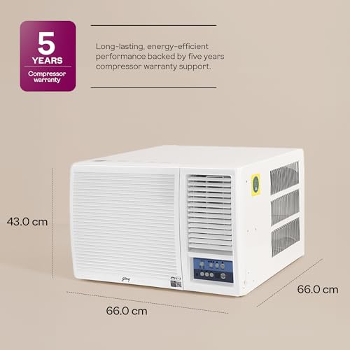 Image of Godrej 1.5 Ton 3 Star Turbo Mode, Smart Diagnosis, Anti Freeze Protection, Pure Air Filter, Fixed Speed Window AC (Copper, 2025 Model, AC 1.5T WFC 18UTC3 WYA, White)