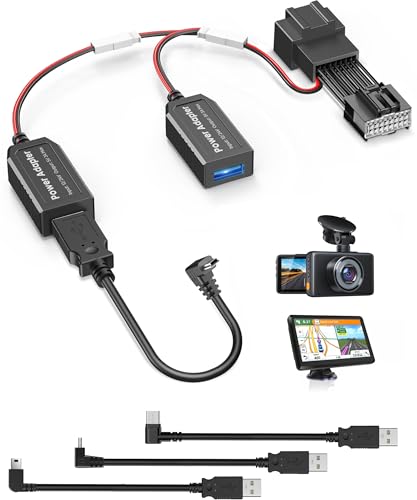 Dash Cam Power Adapter,(16P Type A) Fit Select Ford/Lincoln/Mazda,F150 Mustang MKZ MKC,Connect to Auto-Dimming Rearview Mirror,Power Adapter Charging Cable for Garmin Nuvi GPS Dashcam Mirror Camera