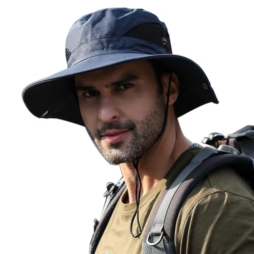 Image of Sun Hat for Men, Wide Brim Summer Protection Cap, Round Cap for Men, Beach Fishing Hat for Hiking, Fishing, Gardning, Travel