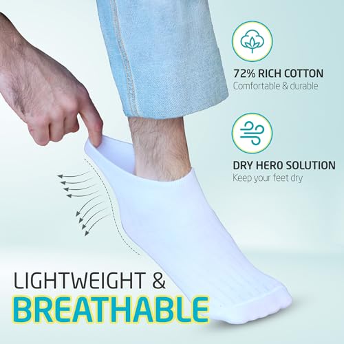 HOT FEET Men Thin Cotton No Show Summer Socks - 5 Pack Low Cut Moisture Wicking Lightweight Socks, Light Ankle Footie2