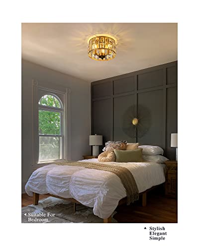 Coyilap Gold Flush Mount Ceiling Light Fixtures, 12" Crystal Ceiling Lights Modern Lighting Fixtures For Bedroom Living Room Hallway, Xdd005-3-G #TOP6