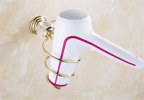 CBXSF Antikes Gold Messing Poliert Badezimmer Hardware Set Kristall Badezimmerzubehör Set Wandmontage Badezimmer Produkte Set, Haartrockner Cover
