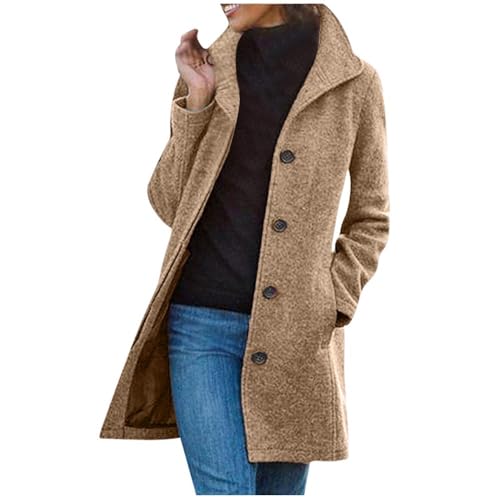 Soulolo Damen Mantel Wollmantel Herbst Wintermantel Übergangsmantel Winter Jacke Parka mit Reverskragen Langarm Cardigan Elegante Slim Fit Outdoor Jacken
