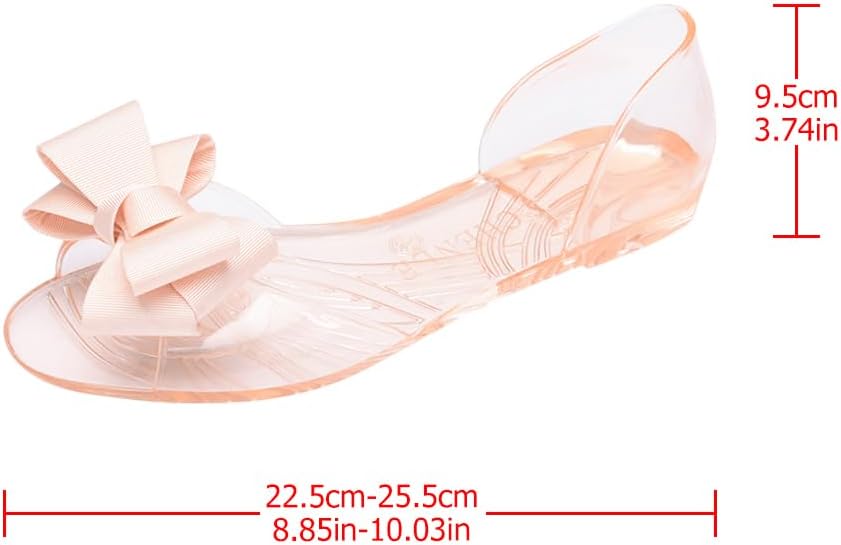 Stylish Women Jelly Shoes Flat Bowknot Sandals for Summer Beach Wear Fish Mouth Design Easy to Wear Footwear Beige 9.2355inch