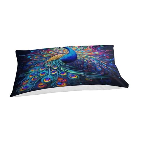 Ensemble de literie microfibre super douce imprimé paon parure de lit chic 135x200 - 5