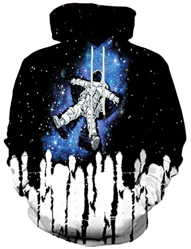 Image of Linnhoy Unisex 3D Printed Hooded Sweatshirt Casual Pullover Hoodie with Big Pockets, Rdao Black, L