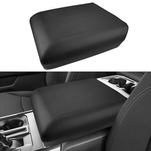 INTGET Center Console Cover for 2025 2026 Ford F150 Accessories Interior 2021 2022 2023 2024 Car Middle Arm Rest Armrest Lid Seat Cover Protector Elbow Cushion Pad(Black Stitches 2021-2026)