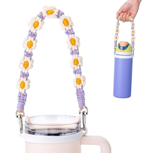 Image of Water Bottle Handle Strap for Stanley Cup, Owala and Most 12-40oz Bottles | Handle Strap for Hydro Flask, for HydroJug, Easy To Carry, Boho Hand-Woven, for Commutes, Outdoor Use