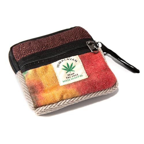 Himalayan Hemp Geldbörse Batik - praktisches Portemonnaie aus Hanf, Jede Geldbörse EIN Unikat, Zwei Fächer mit Reißverschluss, nachhaltiges Naturprodukt, handgefertigt in Nepal