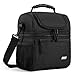 MIER 2 Compartment Lunch Bag for Men Women, Leakproof Insulated Cooler Bag for Work, School, Black