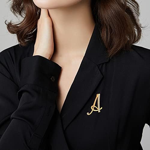 A-Z Lette Brooch 26 Initial Pins Gold Plated Metal Brooches - Clear Crystal Rhinestone Brooch Breastpin for Women - Image 3