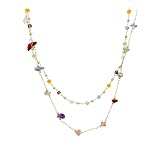 crayfomo Collar de cristal de múltiples capas de color de las mujeres, gargantilla de doble hilo de longitud ajustable, joyería diaria ligera
