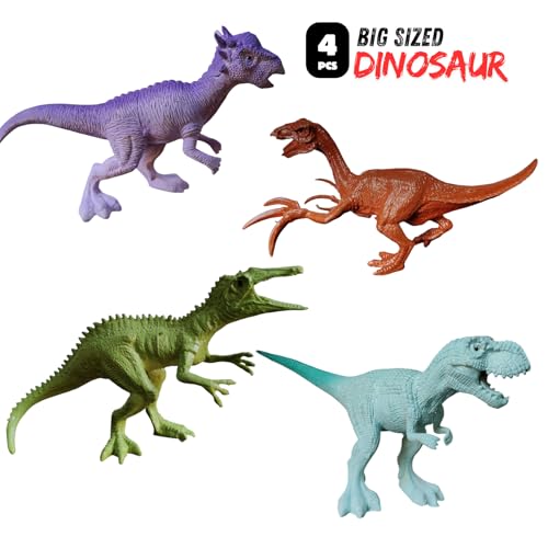 Image of ZESTHOME Big Dinosaur Toy for Kids | Realistic Hard Rubber Dinosaur Figure | Non-Toxic, Durable Jurassic Animal Toy for Boys & Girls 3+ Years | 15 cm | 4 piece