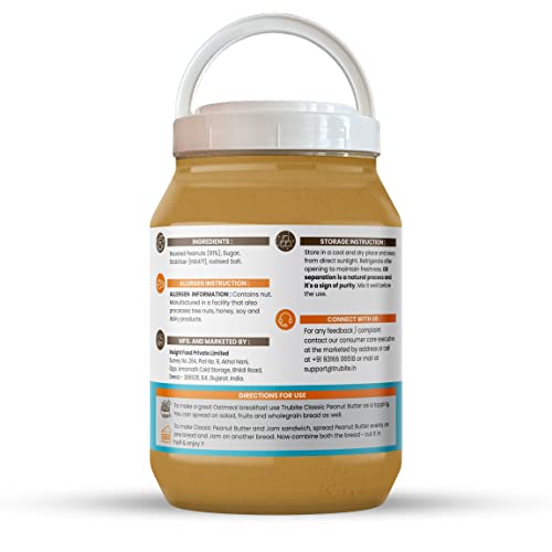 Image of Trubite Classic Peanut Butter (Crunchy) (2.5kg) | 26g Protein | Cholesterol Free | Indian Recipe | Delightful Taste (2.5KG)