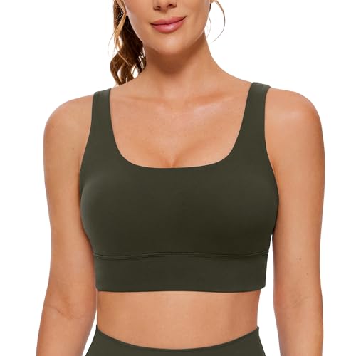 Image of CRZ YOGA Butterluxe U Back Sports Bras | Light Support, Removable Pads, Yoga, Extremely Soft, Longline, Scoop Neck, Wide Straps, for Women