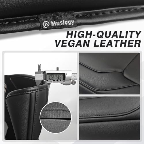 Muslogy Center Console Armrest Cover Compatible with Ram1500 2500 3500 2019-2025 2026 Comfort Armrest Pad Arm Rest Cushion Vegan Leather Protector Regular Thick(Bucket Seat ONLY, NO Limited,Laramie) - 3
