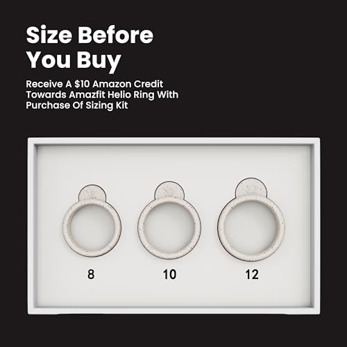 Image of Amazfit Helio Smart Ring, Wearable Fitness Tracker, Sleep Heart Rate Health Monitor, No App Subscription, 4 Days Battery Life, Fast Wireless Charging, 10 ATM Water-Resistance (Size 10)